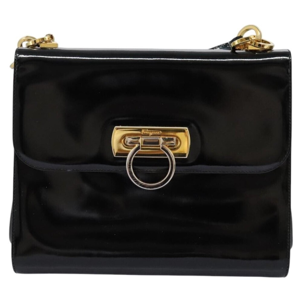 Salvatore Ferragamo Gancini Flap Patent Leather